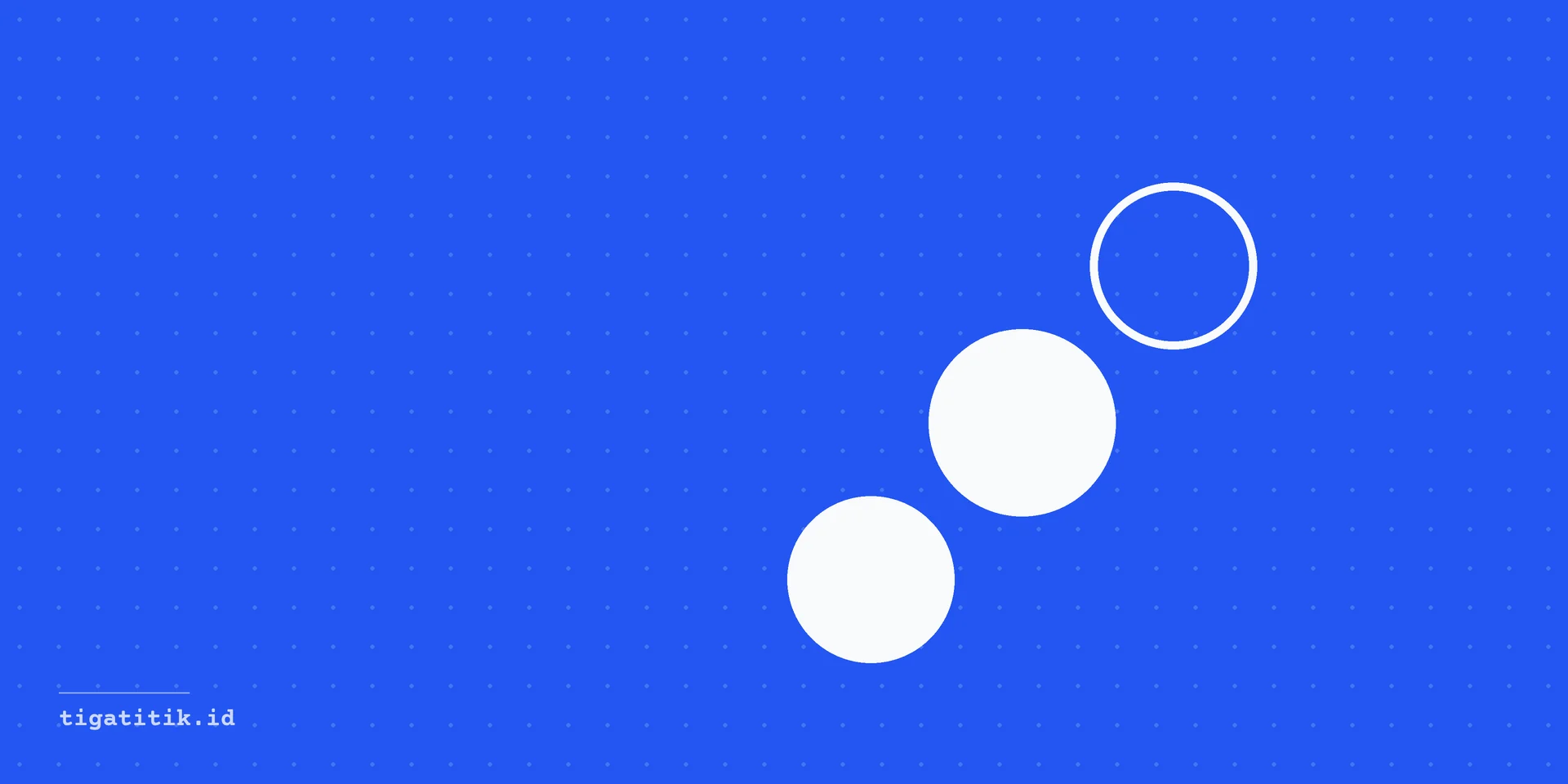 Website migration: three dots on an electric blue dot grid, the cover of this Tiga Titik journal note
