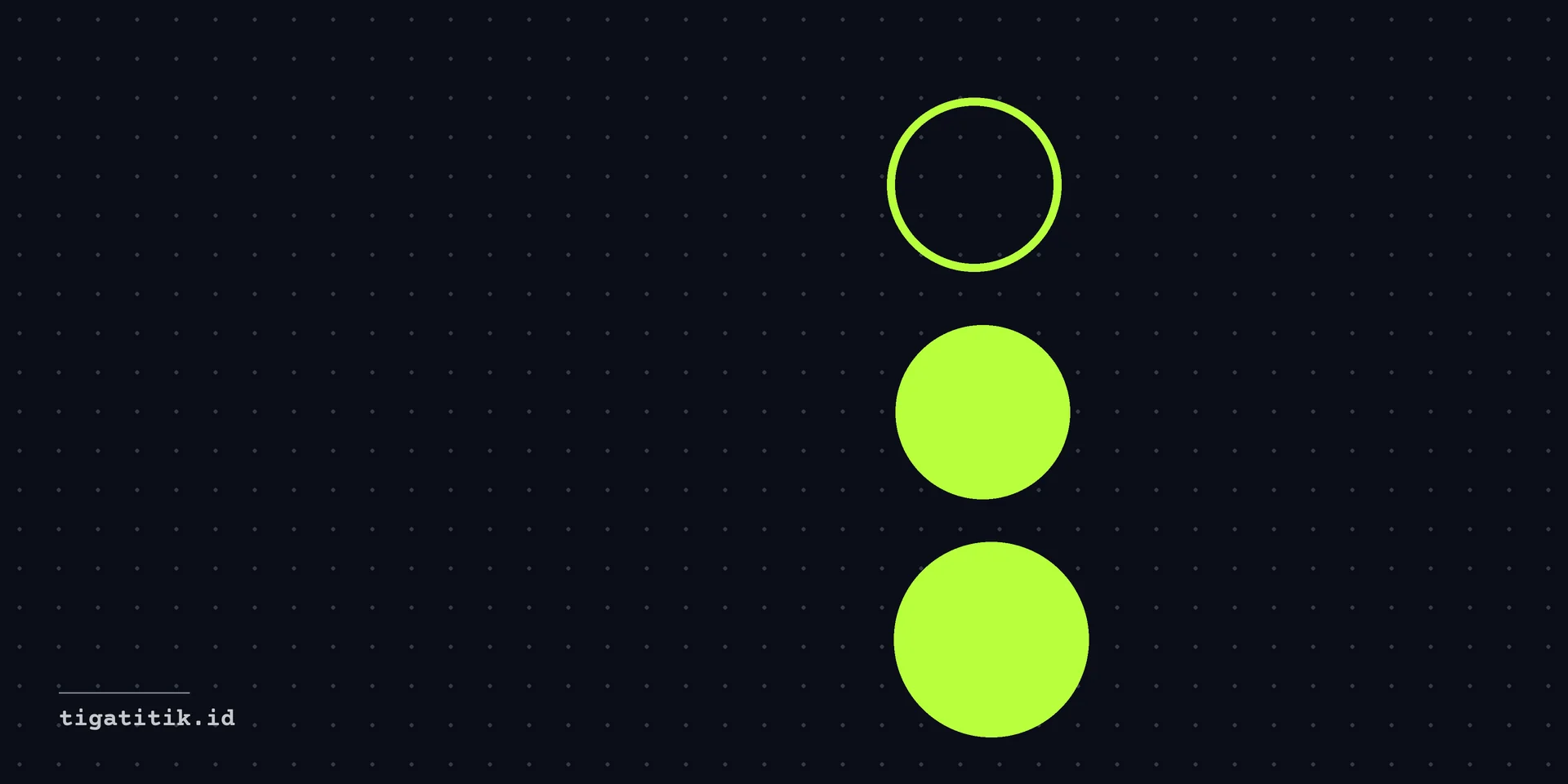 WordPress vs custom website: three dots on a dark dot grid, the cover of this Tiga Titik journal note