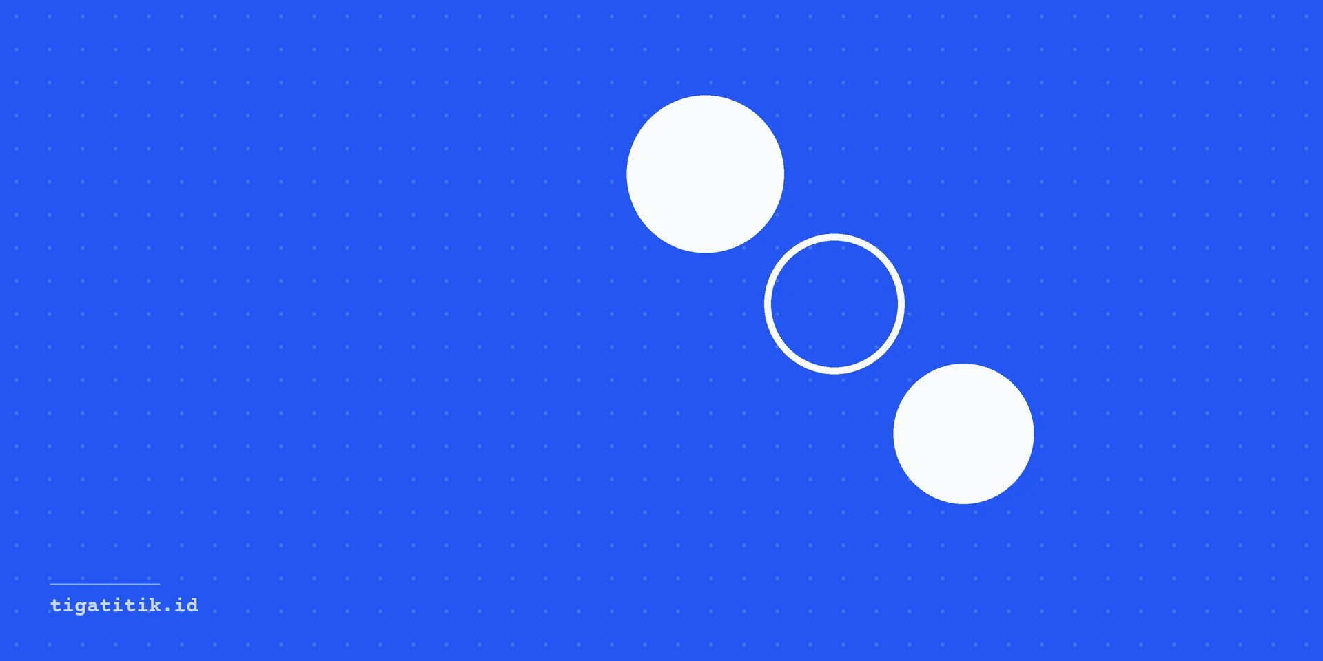 Website brief: three dots on an electric blue dot grid, the cover of this Tiga Titik journal note