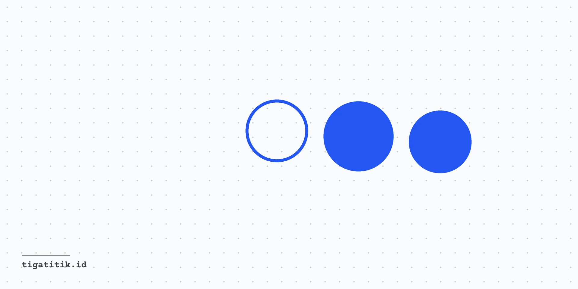 Web design process: three dots on a white dot grid, the cover of this Tiga Titik journal note