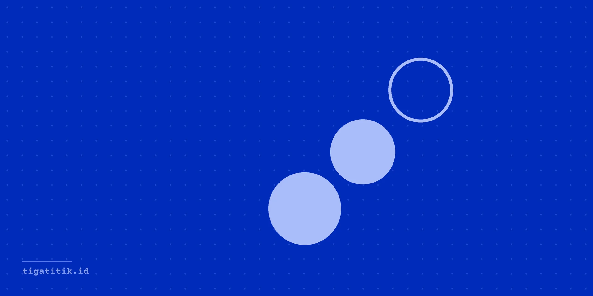 SEO untuk website baru: tiga titik di atas grid titik biru tua, sampul catatan jurnal Tiga Titik ini